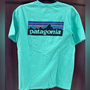 Patagonia logo Responsibili-Tee unisex regular fit Sz adult Medium blue - green